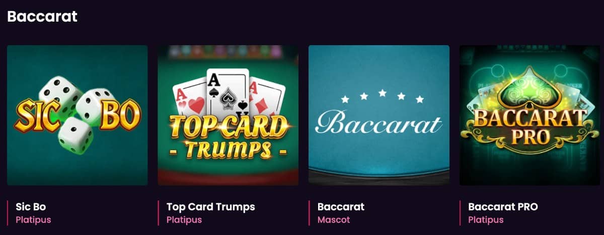Baccarat Angebot bei Vegas Now