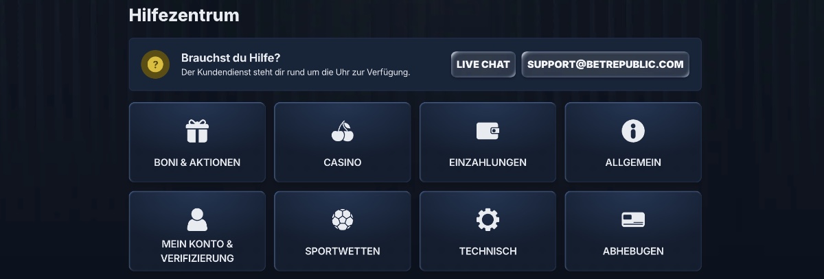 Betrepublic Casino Kundensupport