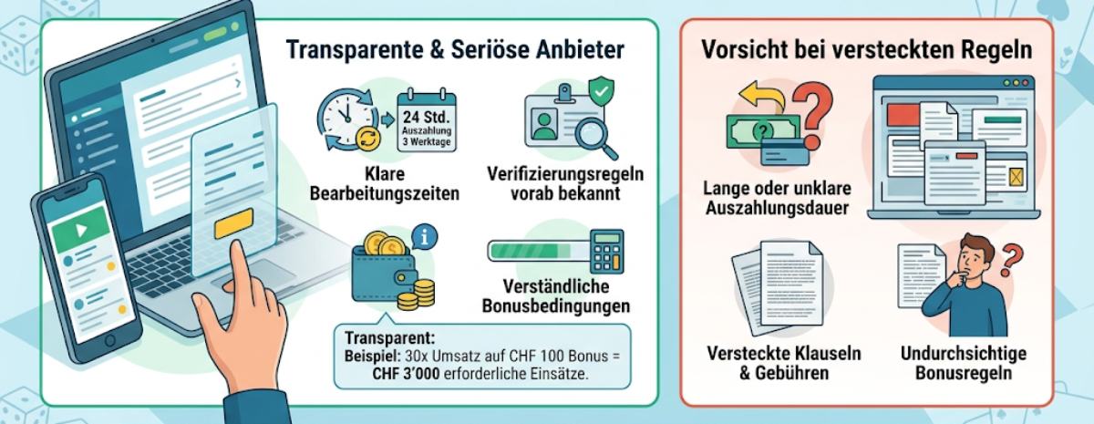 Faire Bedingungen bei Zahlungen und Boni bei seriösen online casinos