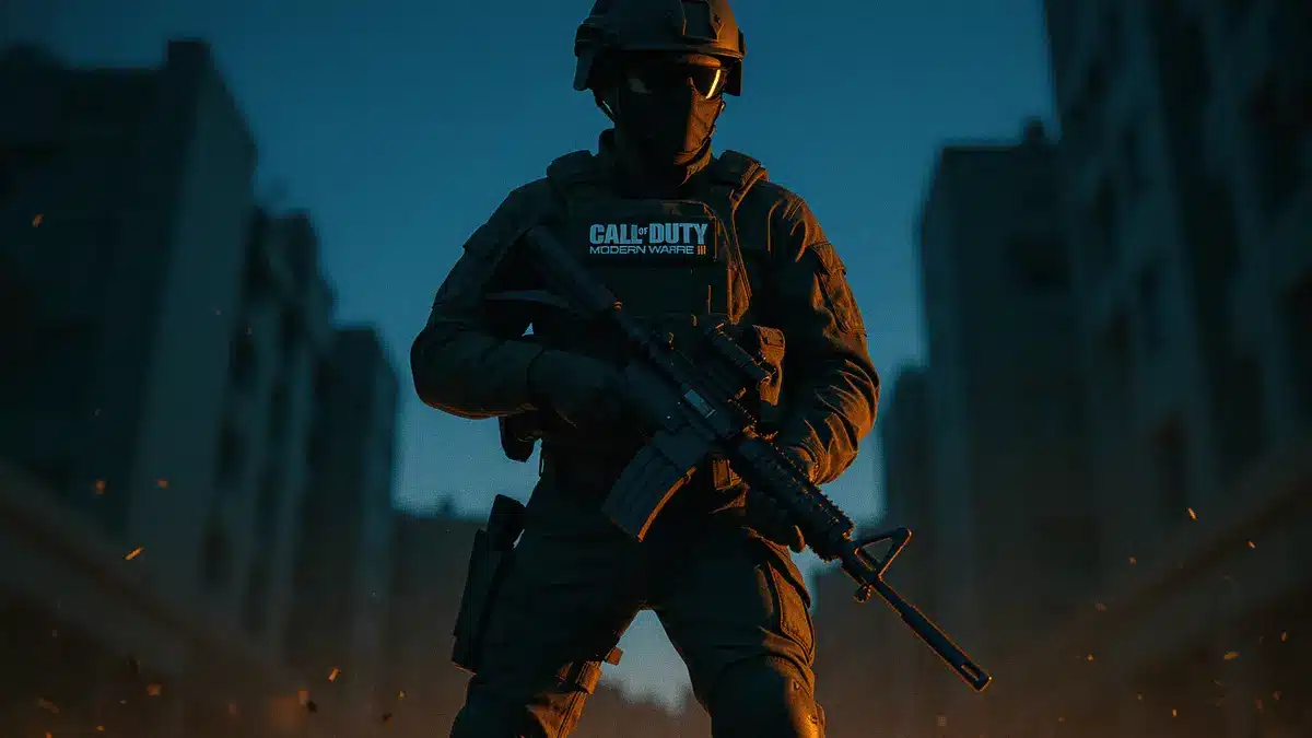 Call of Duty Modern Warfare III tactical operator in cinematic combat scene for PS Plus Essential July 2026
